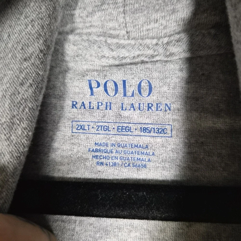 Polo Ralph Lauren Big Logo Lightweight Hooded Long Sleeve T-Shirt Gray Men's...